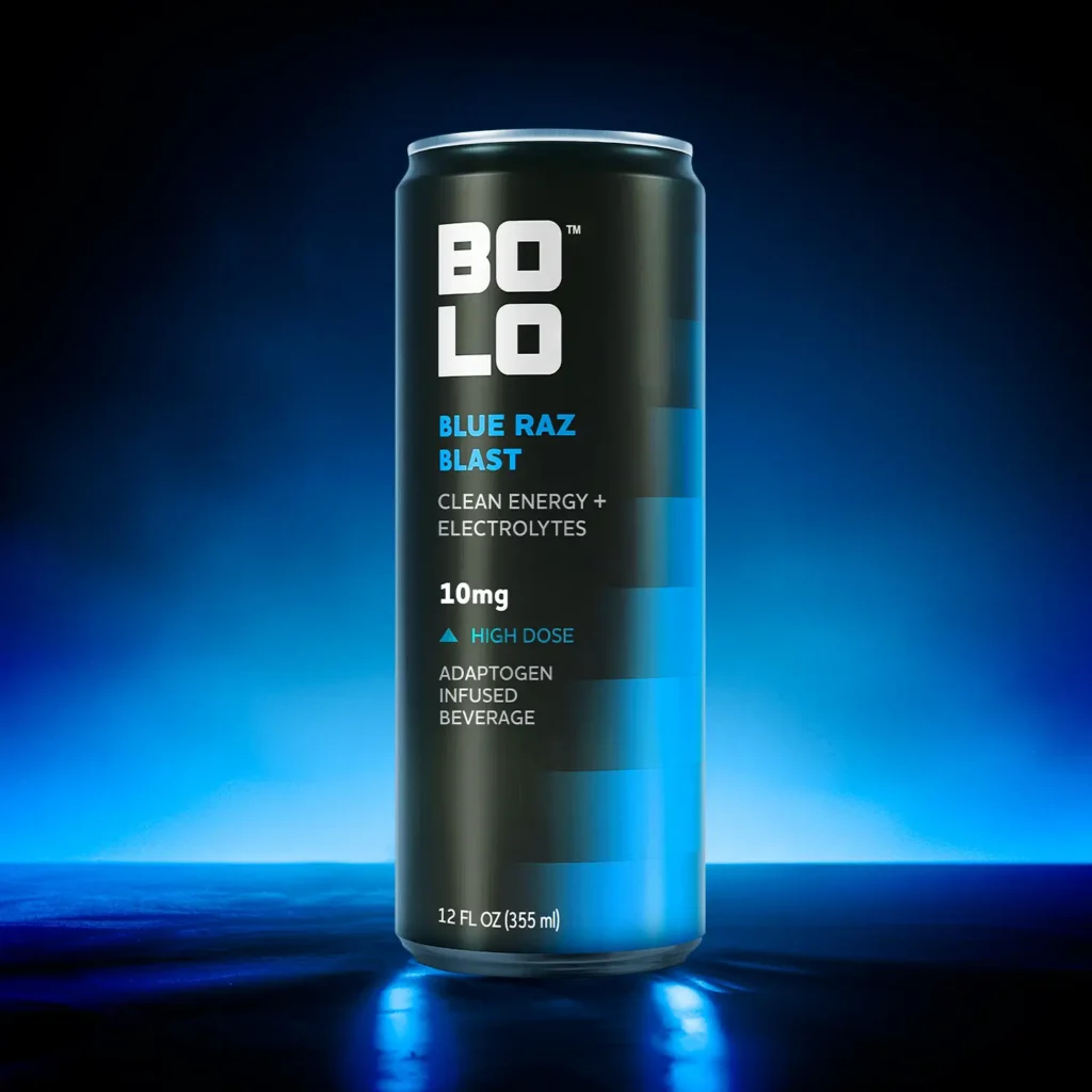 BOLO Blue Raz Blast 10mg drink front view