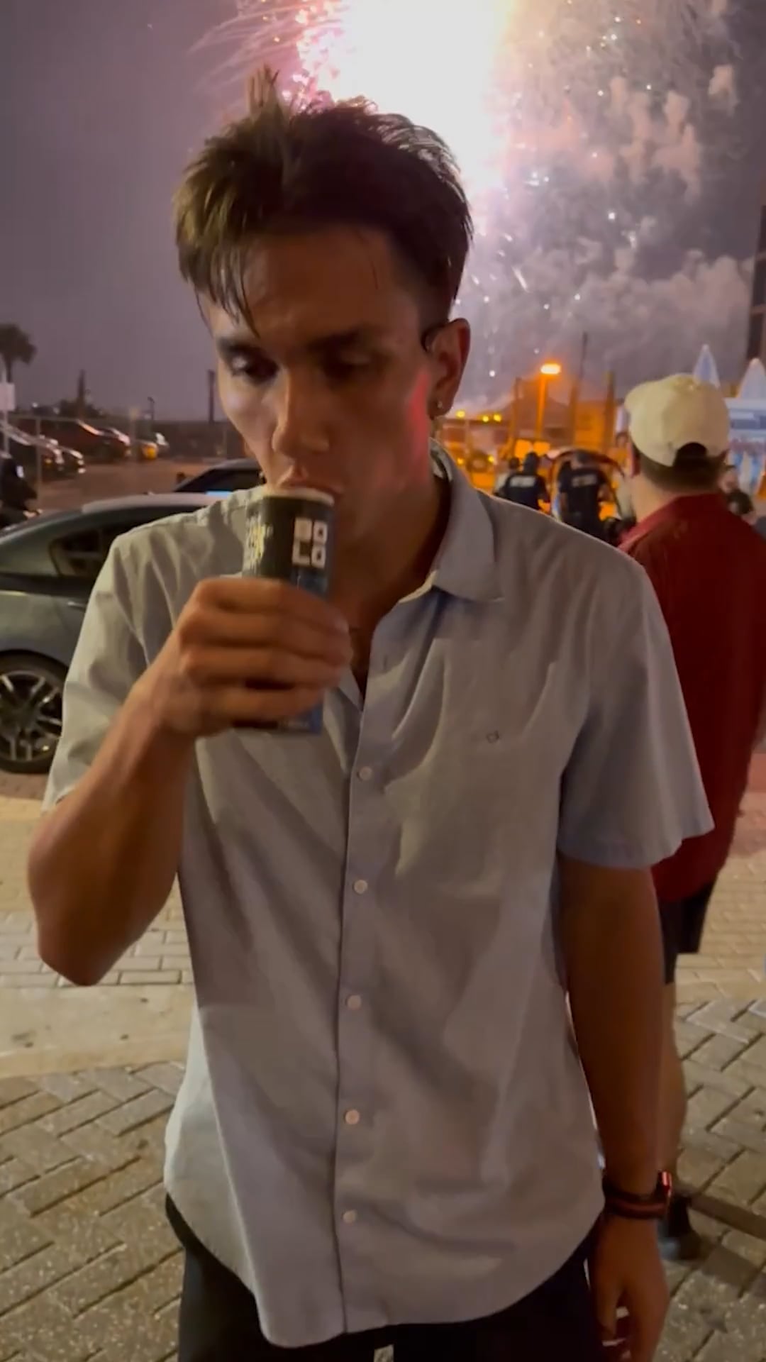 BOLO Blue Raz Blast July 4th video review with fireworks by young man